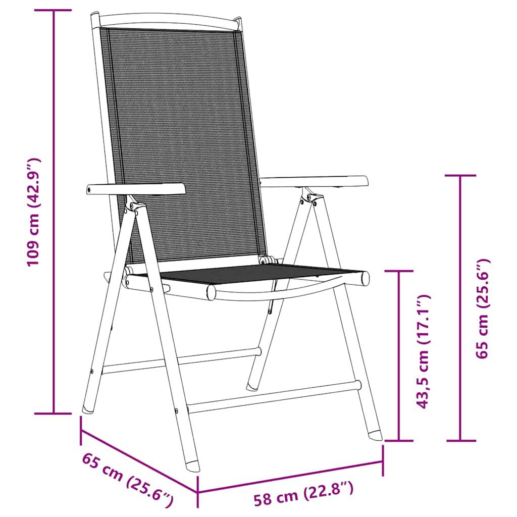 vidaXL Gartenstühle Klappbar 4 Stk. Aluminium und Textilene Schwarz