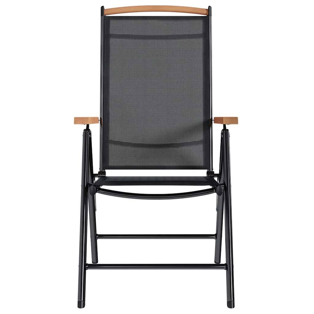 vidaXL Gartenstühle Klappbar 4 Stk. Aluminium und Textilene Schwarz