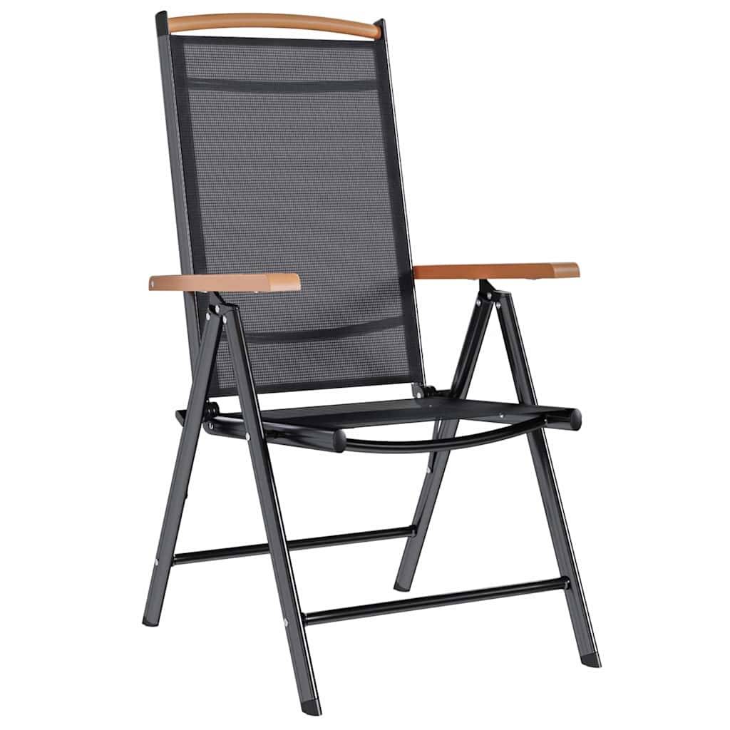 vidaXL Gartenstühle Klappbar 4 Stk. Aluminium und Textilene Schwarz