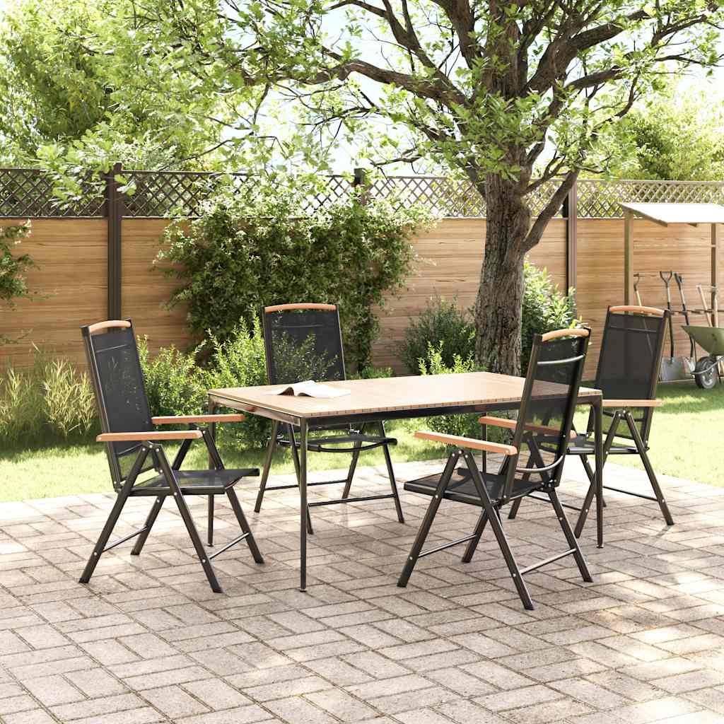 vidaXL Gartenstühle Klappbar 4 Stk. Aluminium und Textilene Schwarz