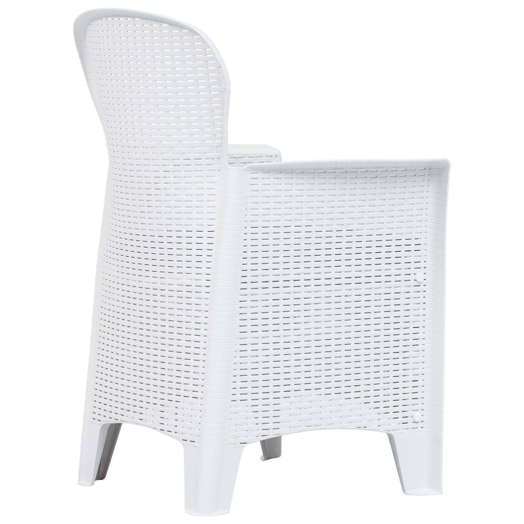 vidaXL 9-tlg. Garten-Essgruppe Kunststoff Weiß Rattan-Optik