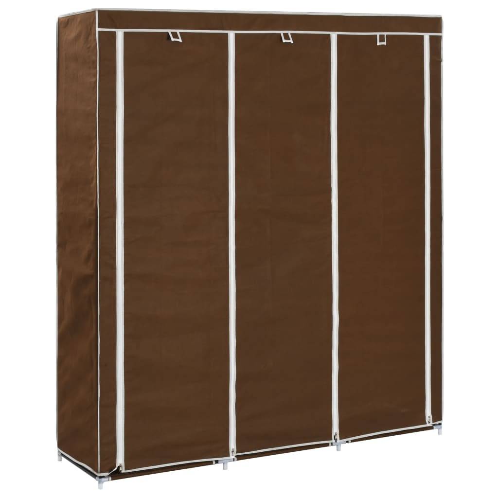 vidaXL Kleiderschrank mit Fächern und Stangen Braun 150x45x175cm Stoff