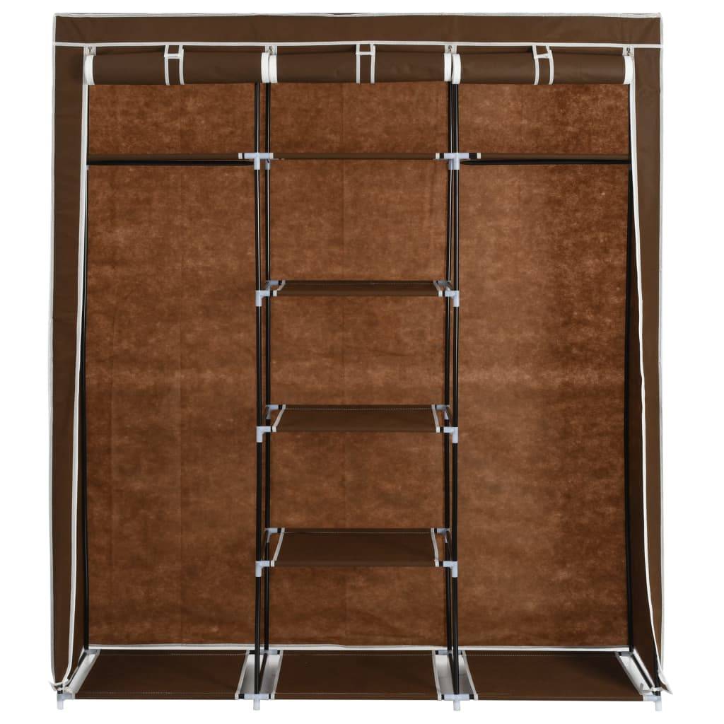 vidaXL Kleiderschrank mit Fächern und Stangen Braun 150x45x175cm Stoff