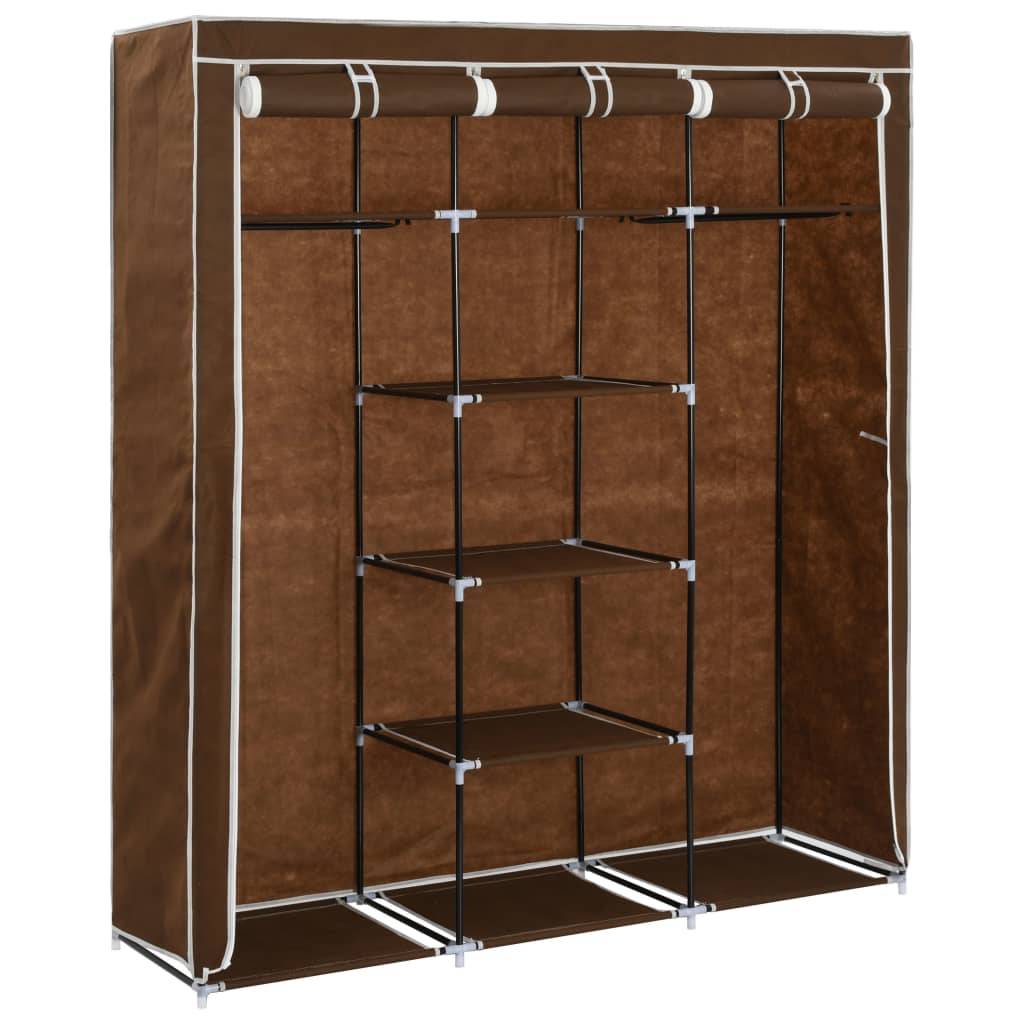 vidaXL Kleiderschrank mit Fächern und Stangen Braun 150x45x175cm Stoff