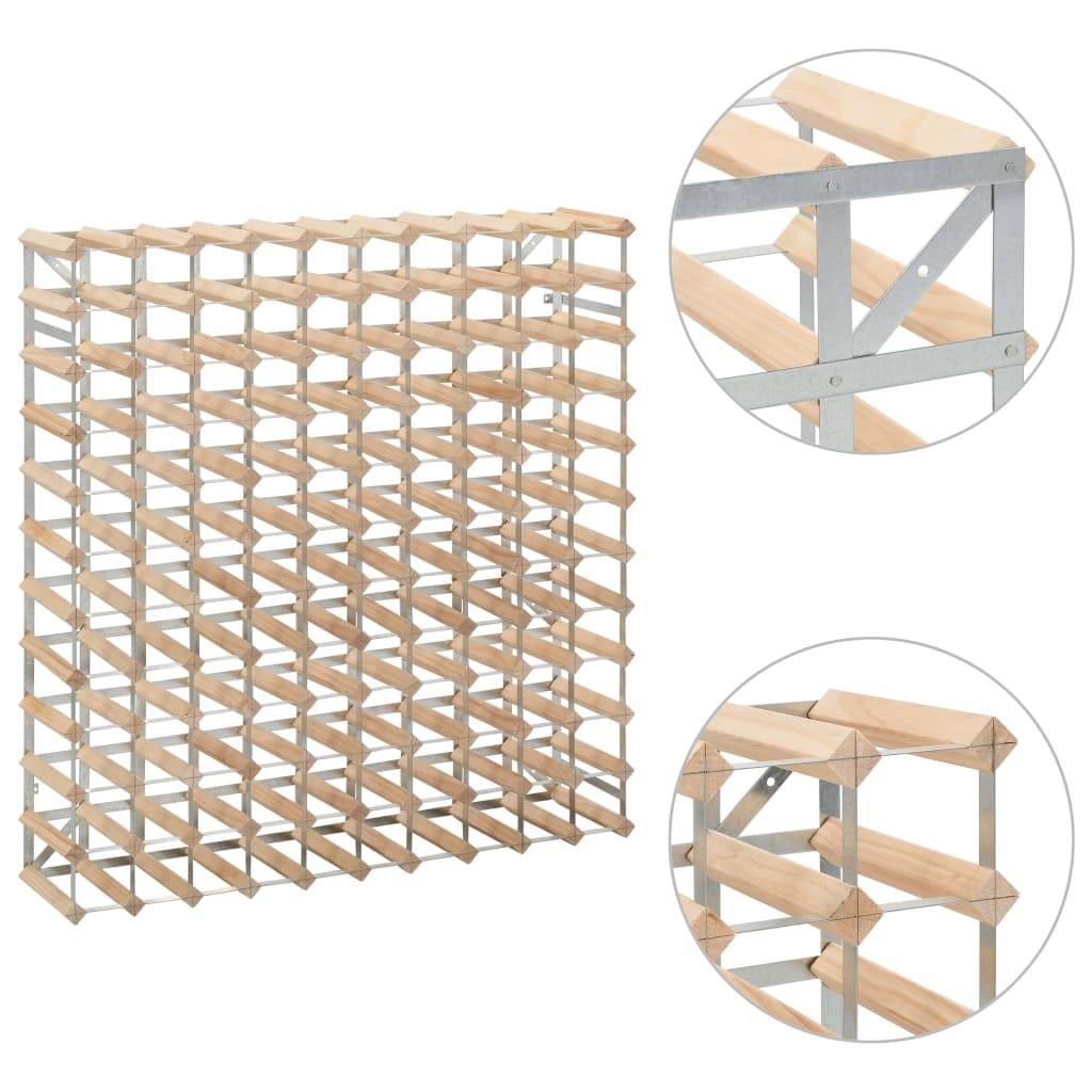 vidaXL Weinregal für 120 Flaschen Massivholz Kiefer