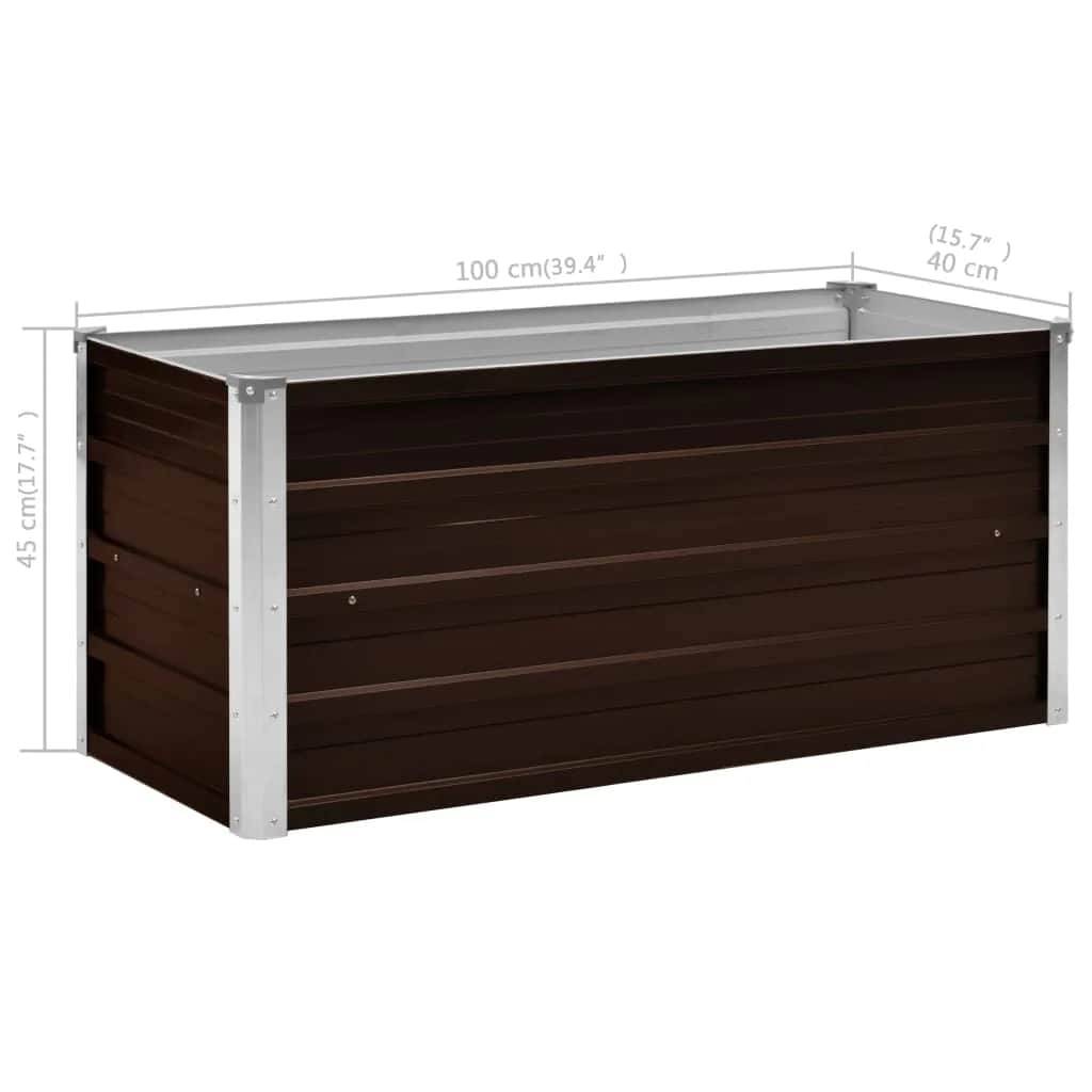 vidaXL Garten-Hochbeet Braun 100 x 40 x 45 cm Verzinkter Stahl