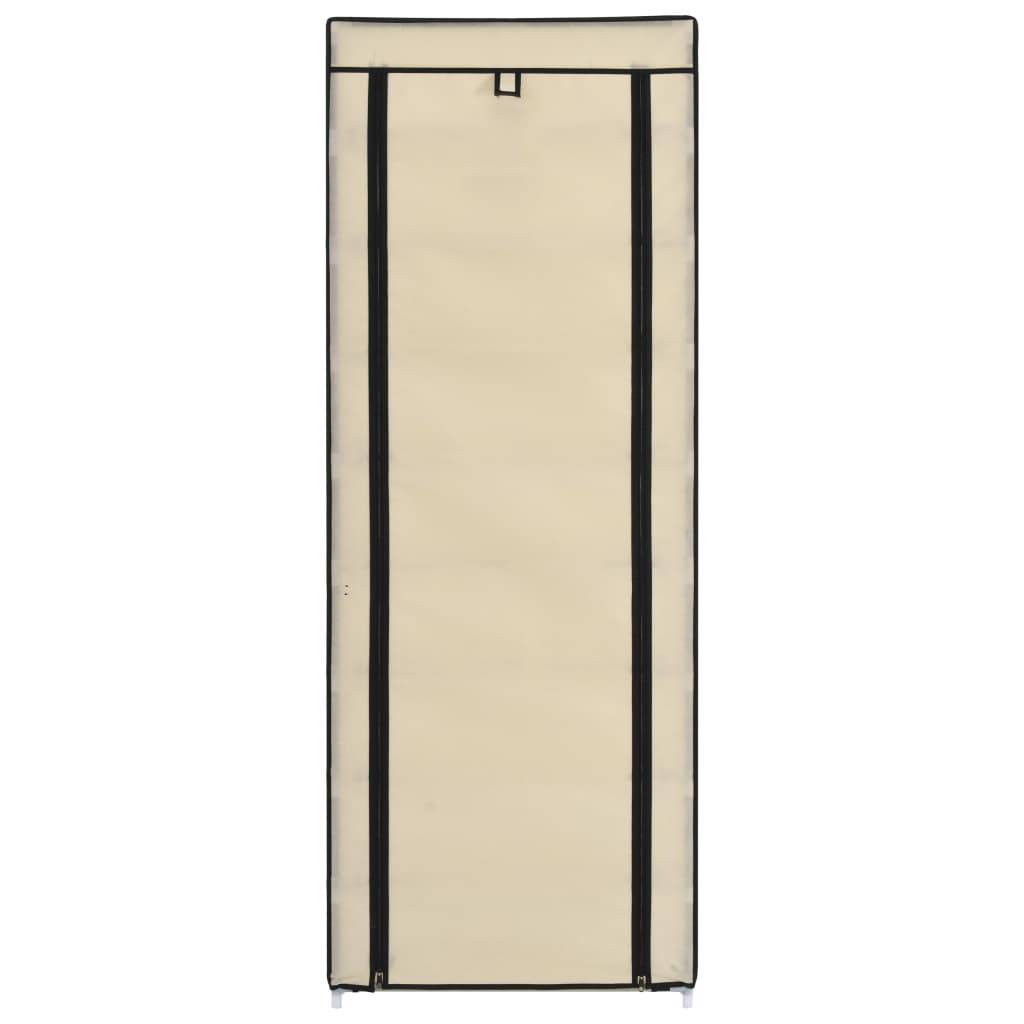 vidaXL Schuhschrank mit Abdeckung Cremeweiß 57 x 29 x 162 cm Stoff