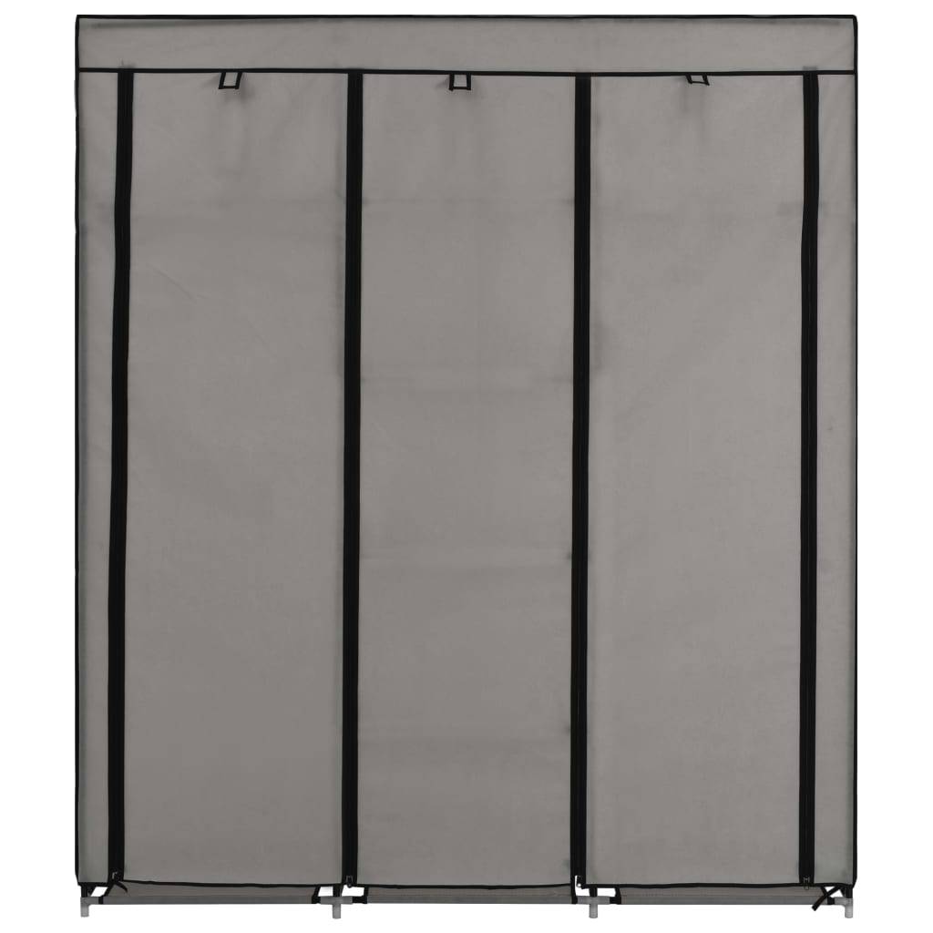 vidaXL Kleiderschrank mit Fächern und Stangen Grau 150x45x175cm Stoff