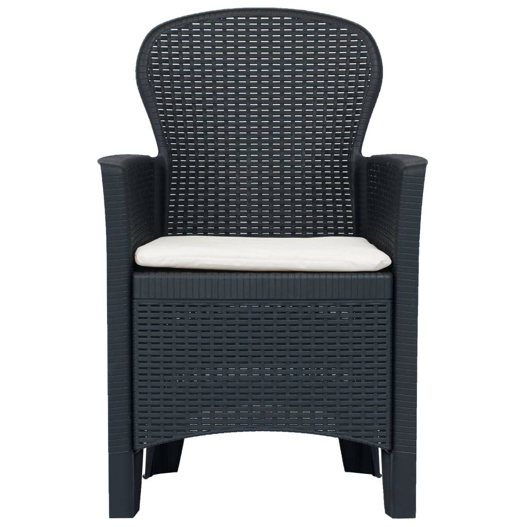 vidaXL 3-tlg. Bistro-Set Kunststoff Anthrazit Rattan-Optik
