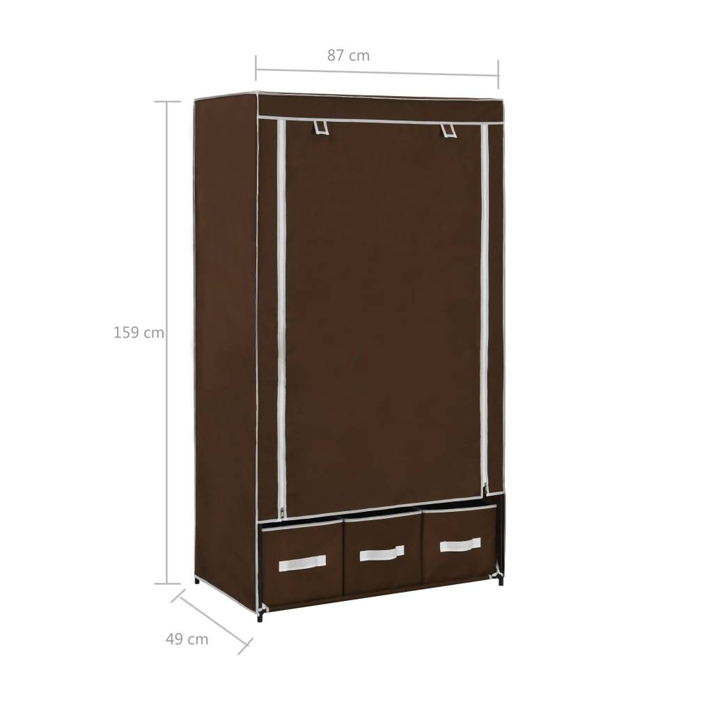 vidaXL Kleiderschrank Braun 87 x 49 x 159 cm Stoff