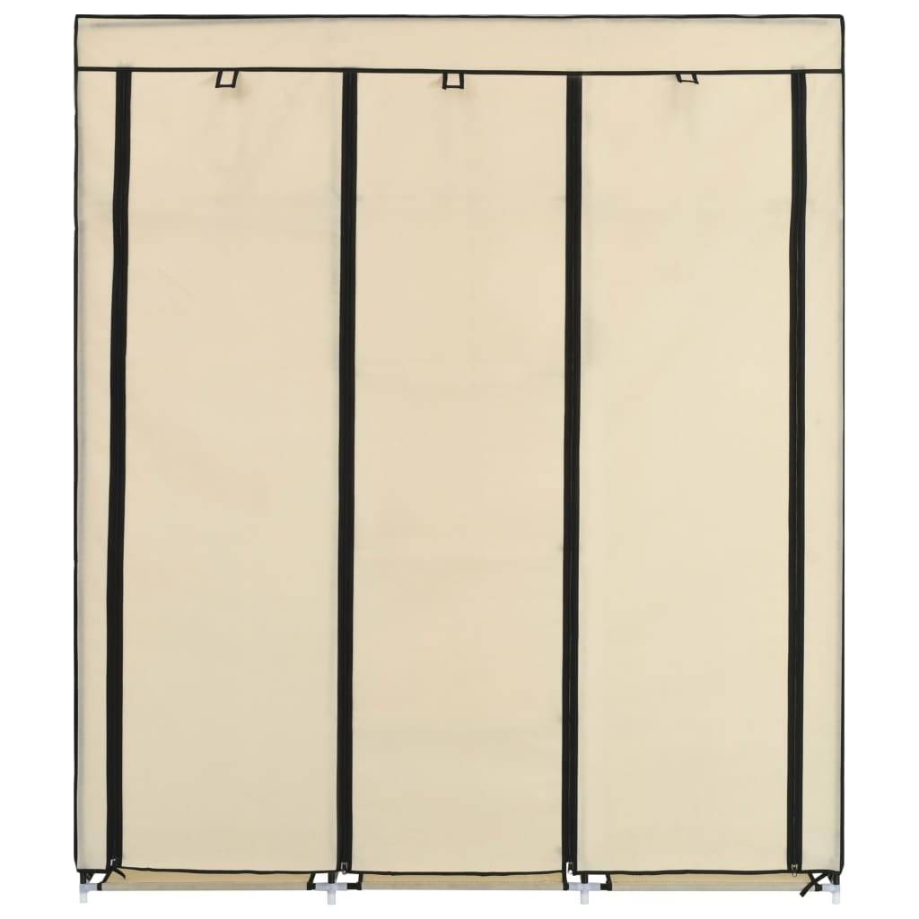 vidaXL Kleiderschrank mit Fächern und Stangen Creme 150x45x175cm Stoff