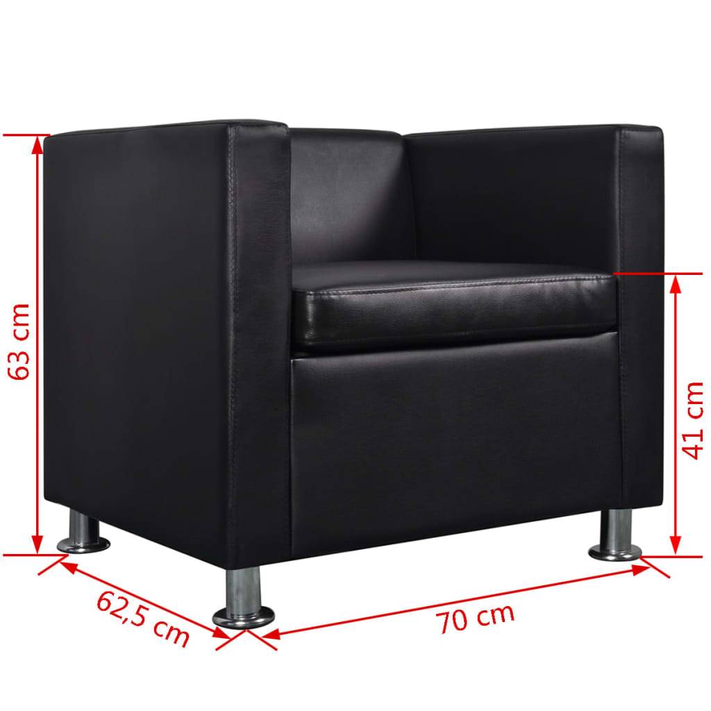 vidaXL Sofa-Set Kunstleder 3-Sitzer + 2-Sitzer + Sessel Schwarz