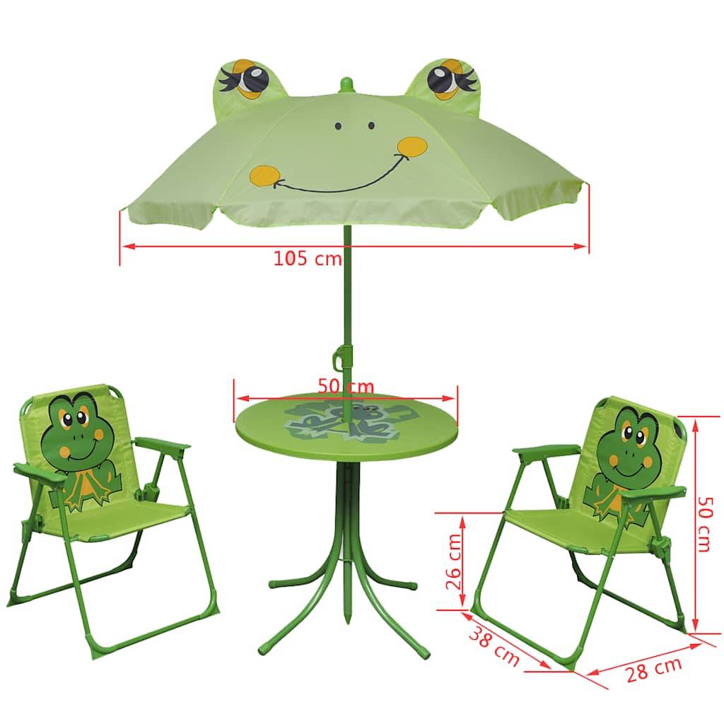 vidaXL 3-tlg. Garten-Bistro-Set für Kinder mit Sonnenschirm Grün