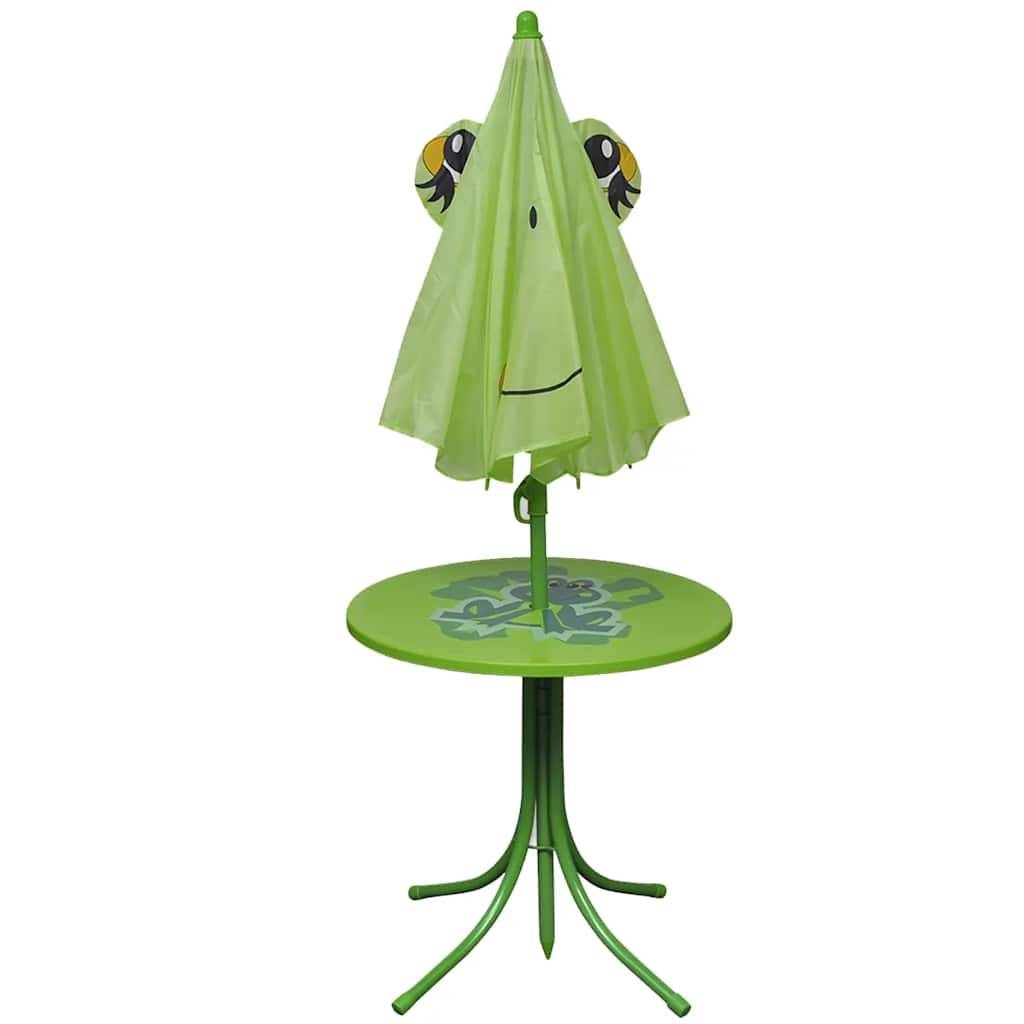 vidaXL 3-tlg. Garten-Bistro-Set für Kinder mit Sonnenschirm Grün