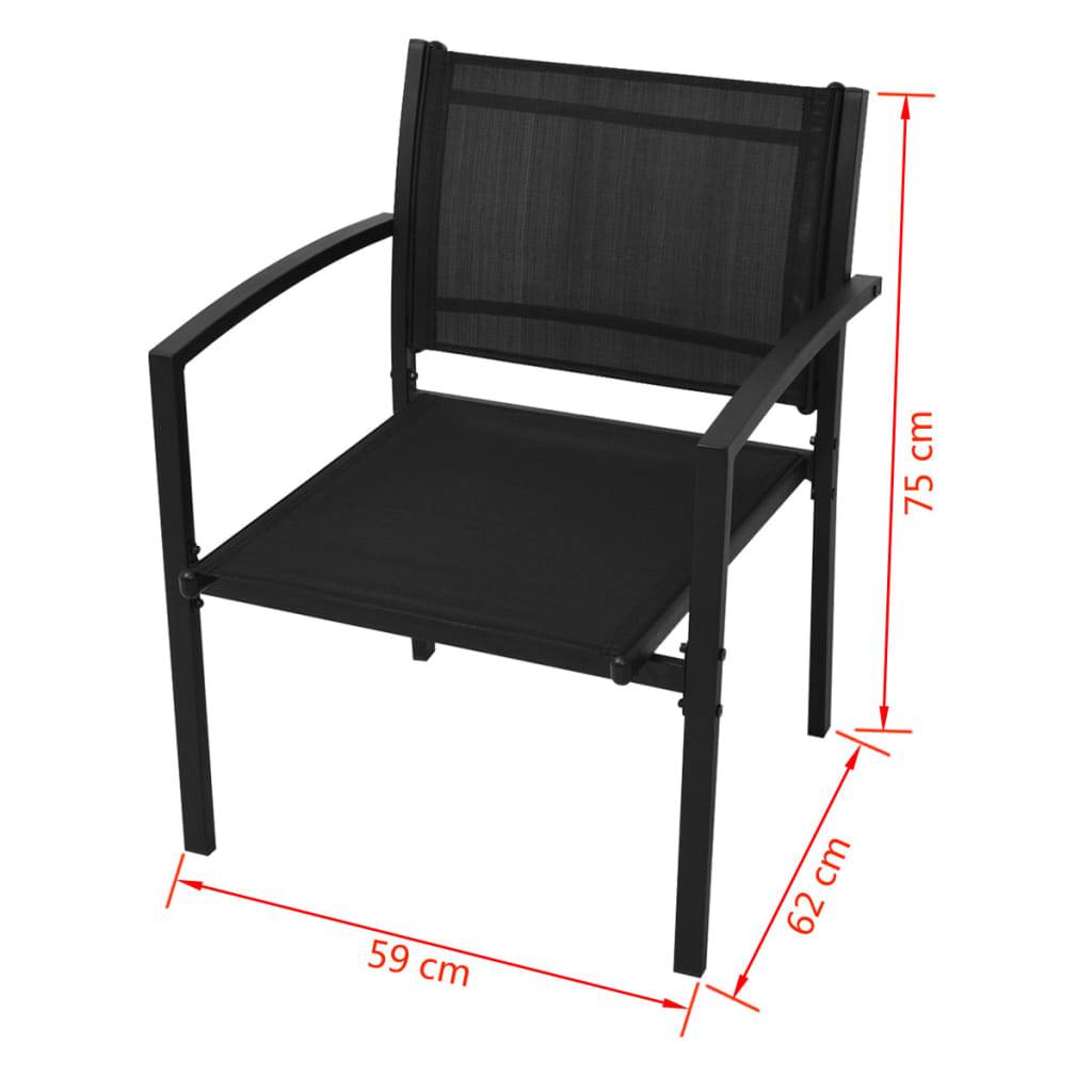 vidaXL 4-tlg. Garten-Lounge-Set Textilene Schwarz