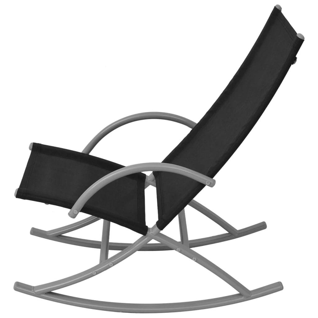 vidaXL Garten-Schaukelstühle 2 Stk. Stahl und Textiline Schwarz