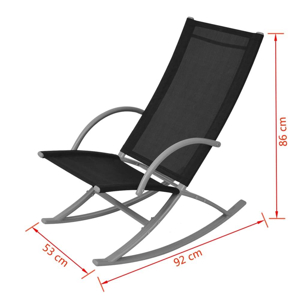 vidaXL Garten-Schaukelstühle 2 Stk. Stahl und Textiline Schwarz