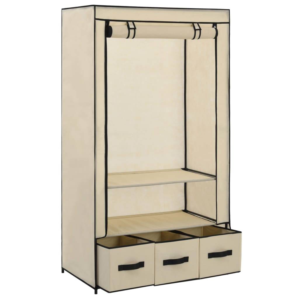 vidaXL Kleiderschrank Creme 87 x 49 x 159 cm Stoff