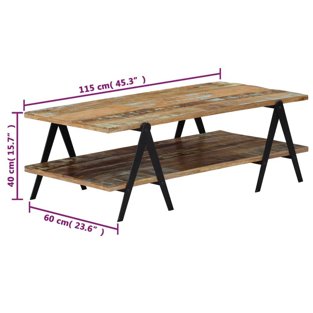 vidaXL Couchtisch 115x60x40 cm Altholz Massiv