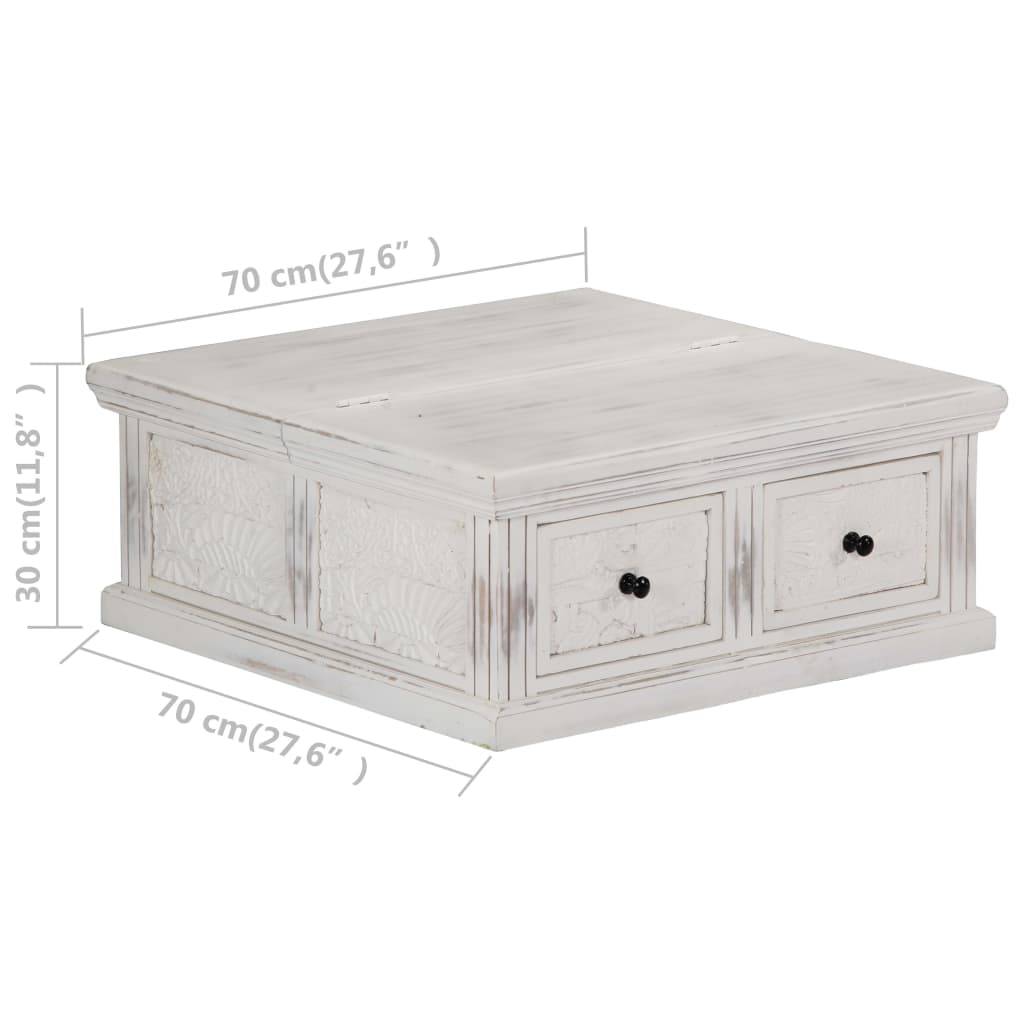 vidaXL Couchtisch Weiß 70x70x30 cm Massivholz Mango