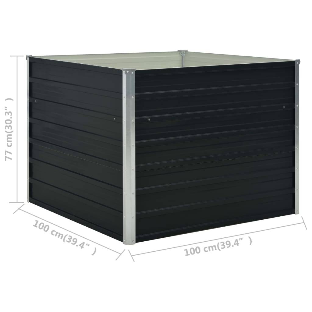 vidaXL Hochbeet Anthrazit 100 x 100 x 77 cm Verzinkter Stahl