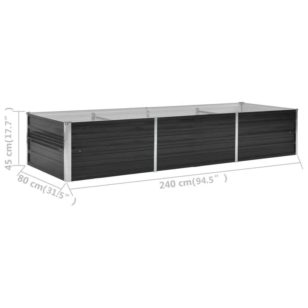 vidaXL Garten-Hochbeet Anthrazit 240 x 80 x 45 cm Verzinkter Stahl