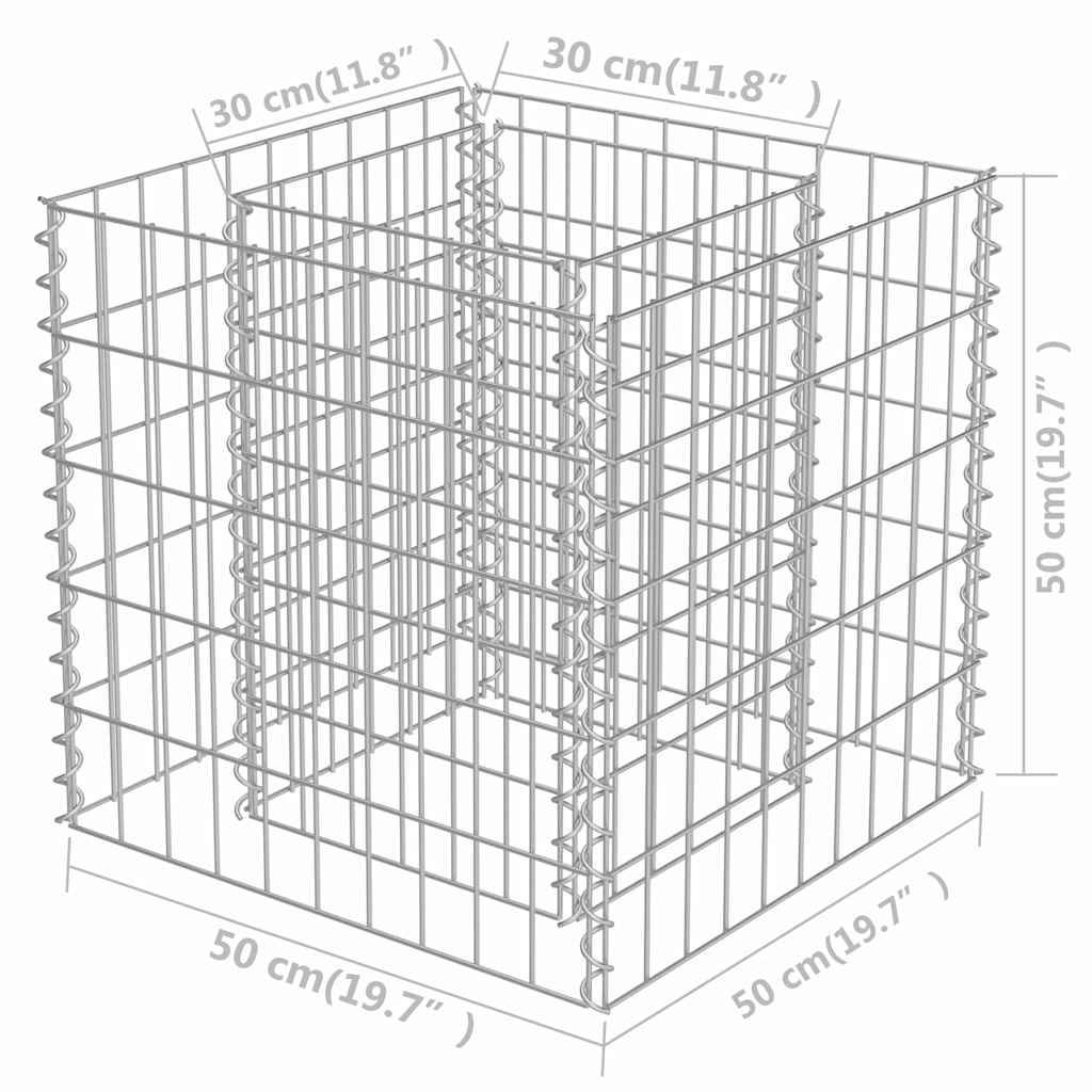 vidaXL Gabionen-Hochbeet Verzinkter Stahl 50×50×50 cm