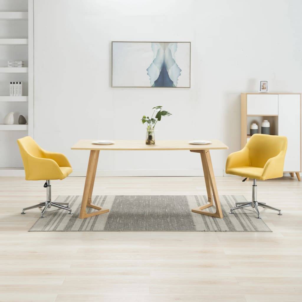 vidaXL Esszimmerstühle Drehbar 2 Stk. Gelb Stoff
