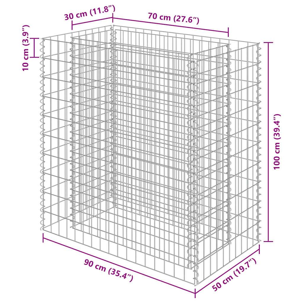 vidaXL Gabionen-Hochbeet Verzinkter Stahl 90×50×100 cm