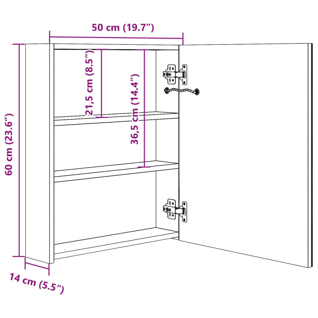 vidaXL LED-Bad-Spiegelschrank Grau 50x14x60 cm