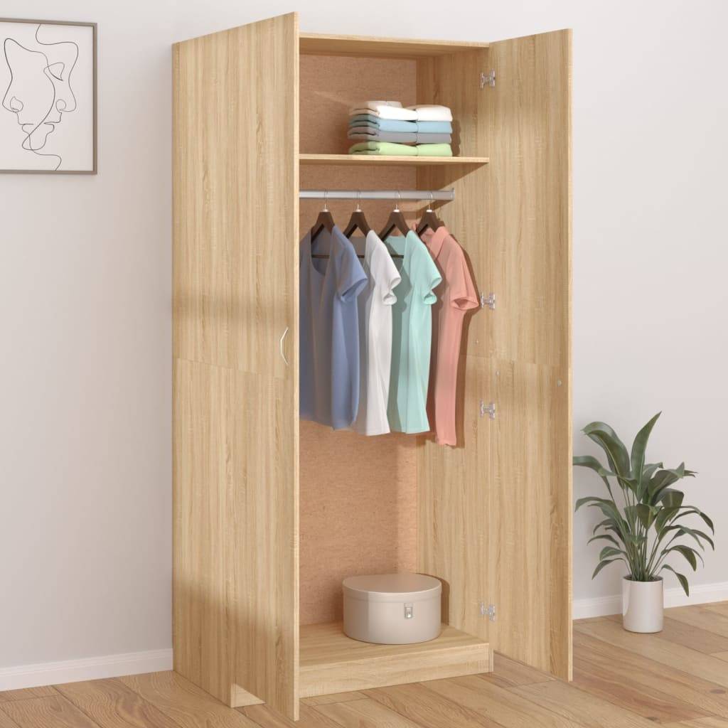 vidaXL Kleiderschrank Sonoma-Eiche 90x52x200 cm Holzwerkstoff