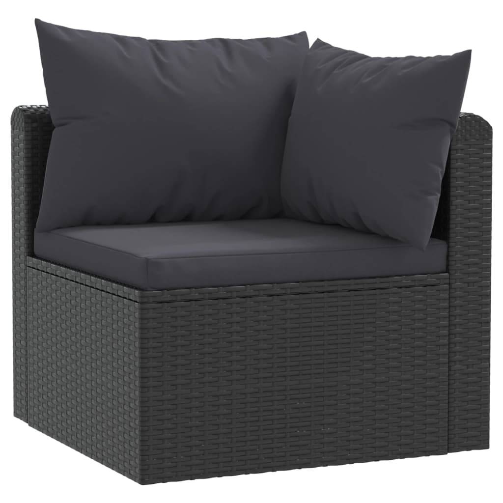 vidaXL 7-tlg. Garten-Lounge-Set mit Auflagen Poly Rattan Schwarz