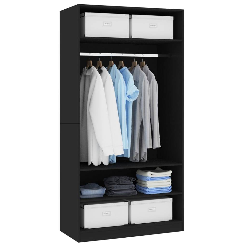 vidaXL Kleiderschrank Schwarz 100x50x200 cm Holzwerkstoff