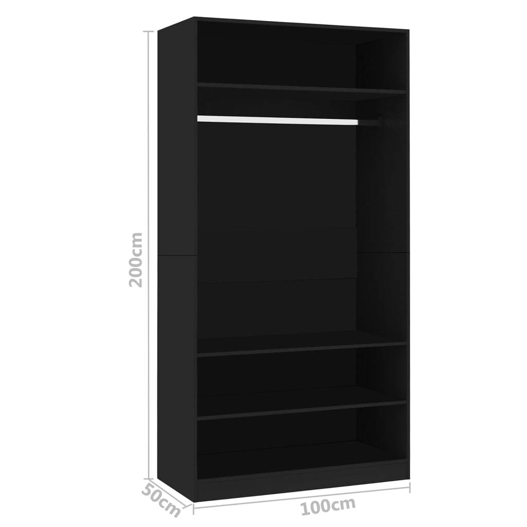 vidaXL Kleiderschrank Schwarz 100x50x200 cm Holzwerkstoff