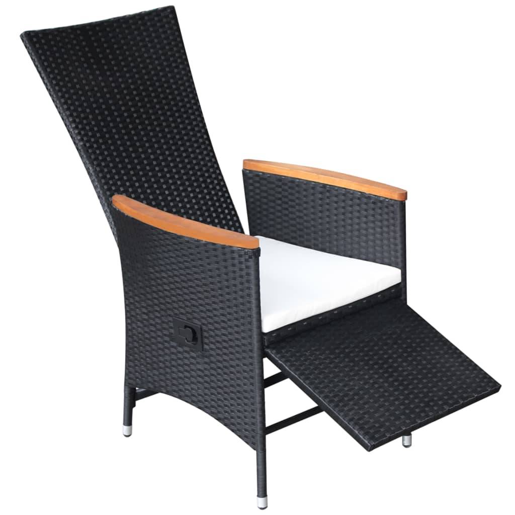 vidaXL Garten-Liegestühle 2 Stk. mit Auflagen Poly Rattan Schwarz