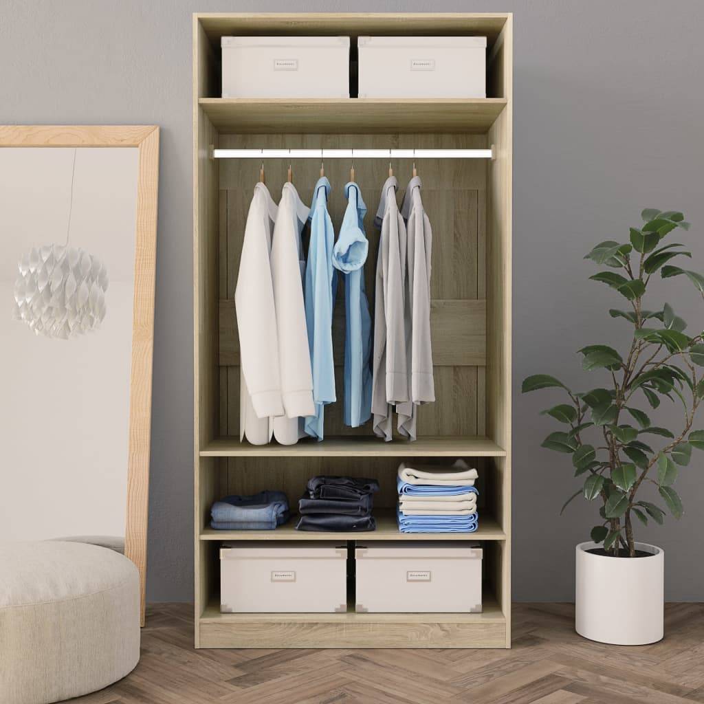 vidaXL Kleiderschrank Sonoma-Eiche 100x50x200 cm Holzwerkstoff