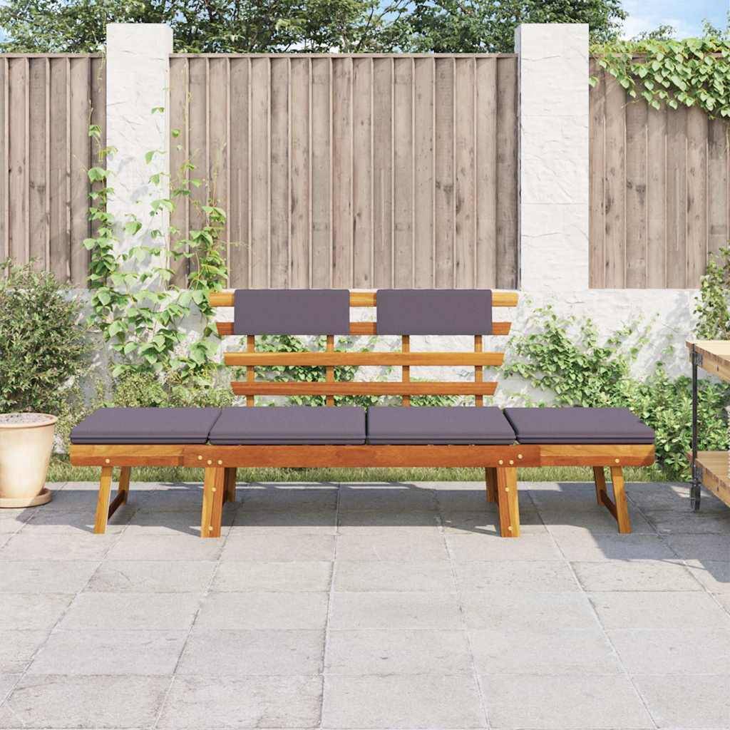vidaXL 2-in-1 Gartenliege mit Auflage 190 cm Massivholz Akazie