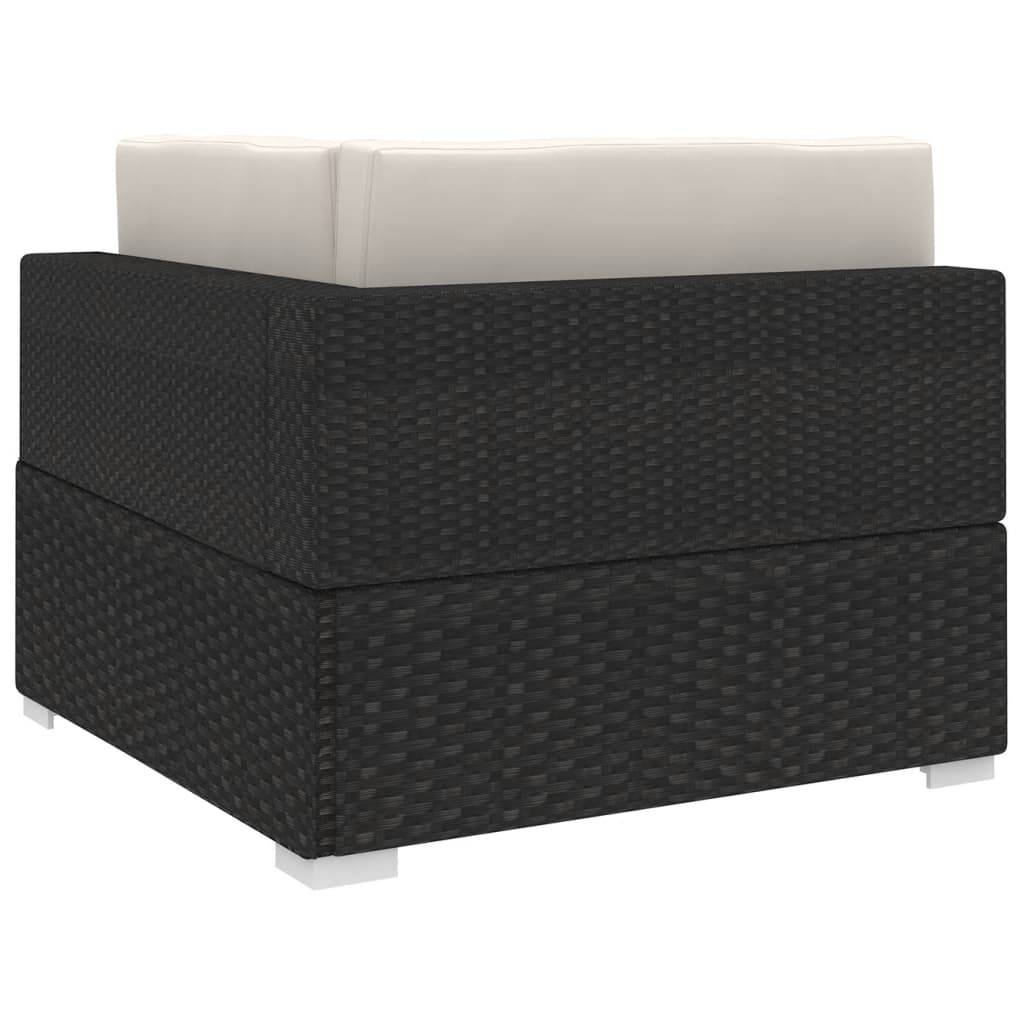 vidaXL Modular-Sofa-Eckteil 1 Stk. + Auflagen Poly Rattan Schwarz