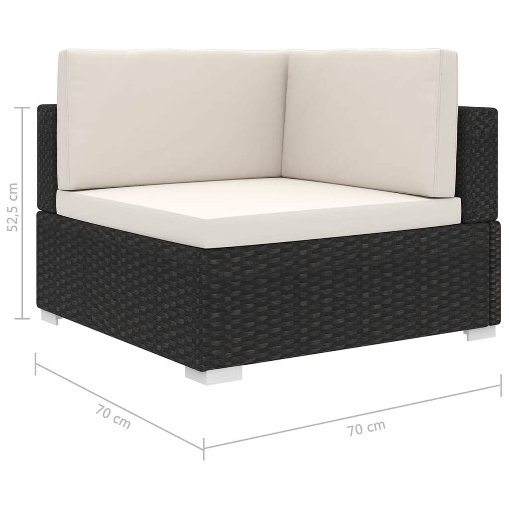 vidaXL Modular-Sofa-Eckteil 1 Stk. + Auflagen Poly Rattan Schwarz