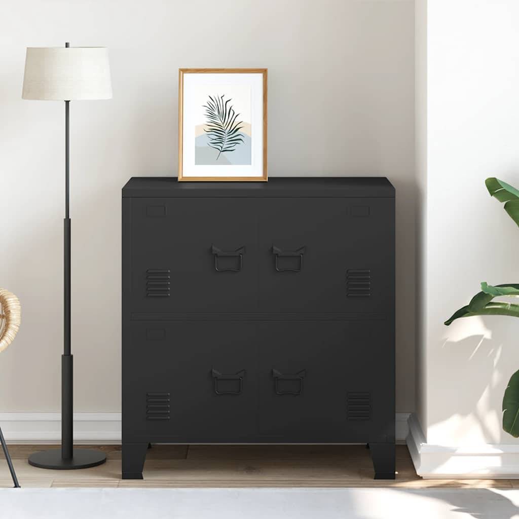 vidaXL Lagerschrank Industrial Schwarz 75x40x80 cm Stahl