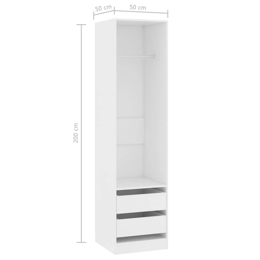 vidaXL Kleiderschrank mit Schubladen Weiß 50x50x200 cm Holzwerkstoff