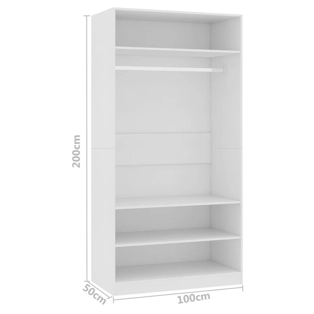 vidaXL Kleiderschrank Weiß 100×50×200 cm Holzwerkstoff