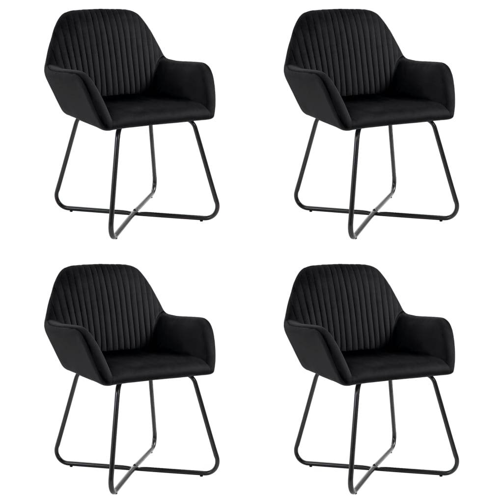 vidaXL Esszimmerstühle 4 Stk. Schwarz Samt