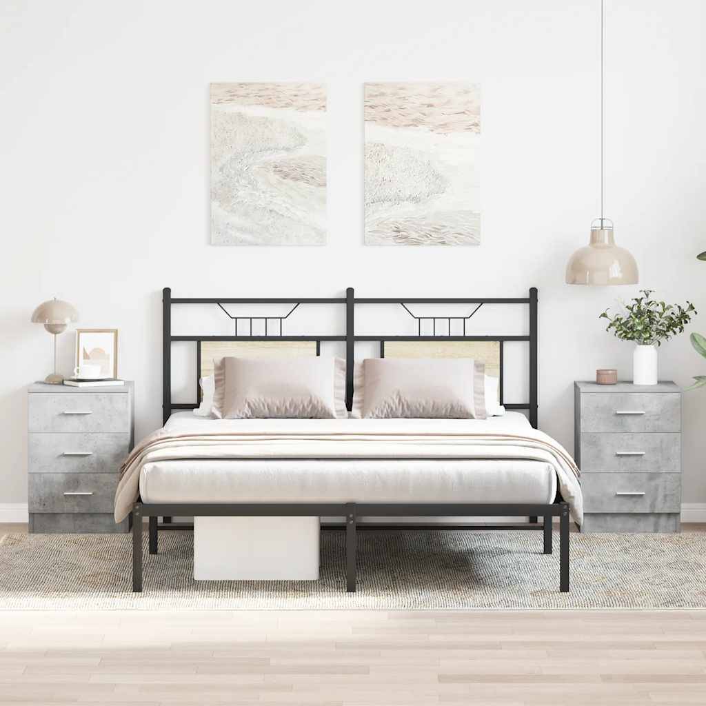 vidaXL Nachttische 2 Stk. Betongrau 38x35x56 cm Holzwerkstoff