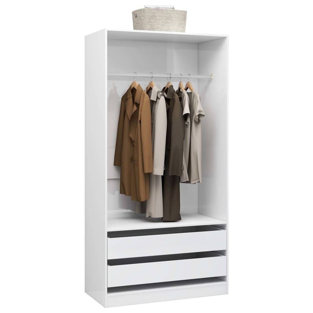 vidaXL Kleiderschrank Hochglanz-Weiß 100x50x200 cm Holzwerkstoff
