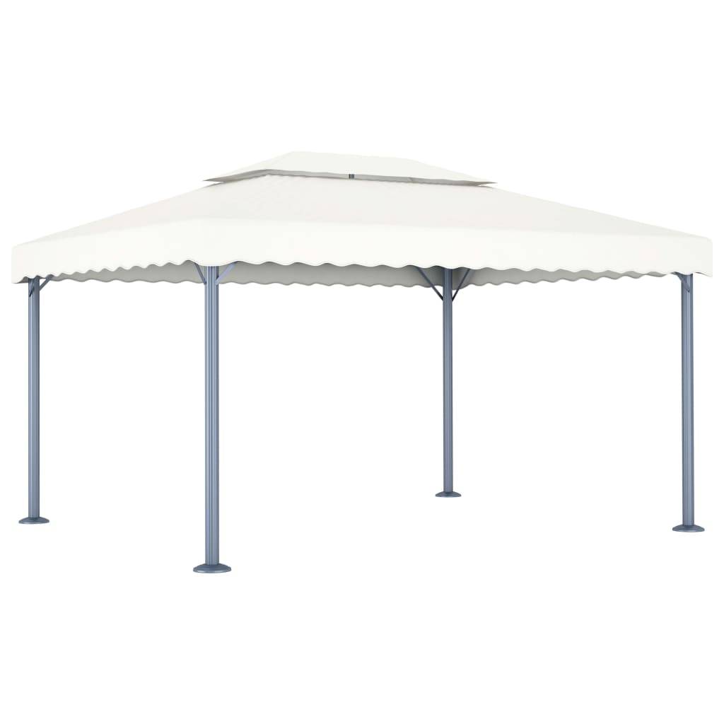 vidaXL Pavillon mit LED-Lichterkette 400x300 cm Cremeweiß Aluminium
