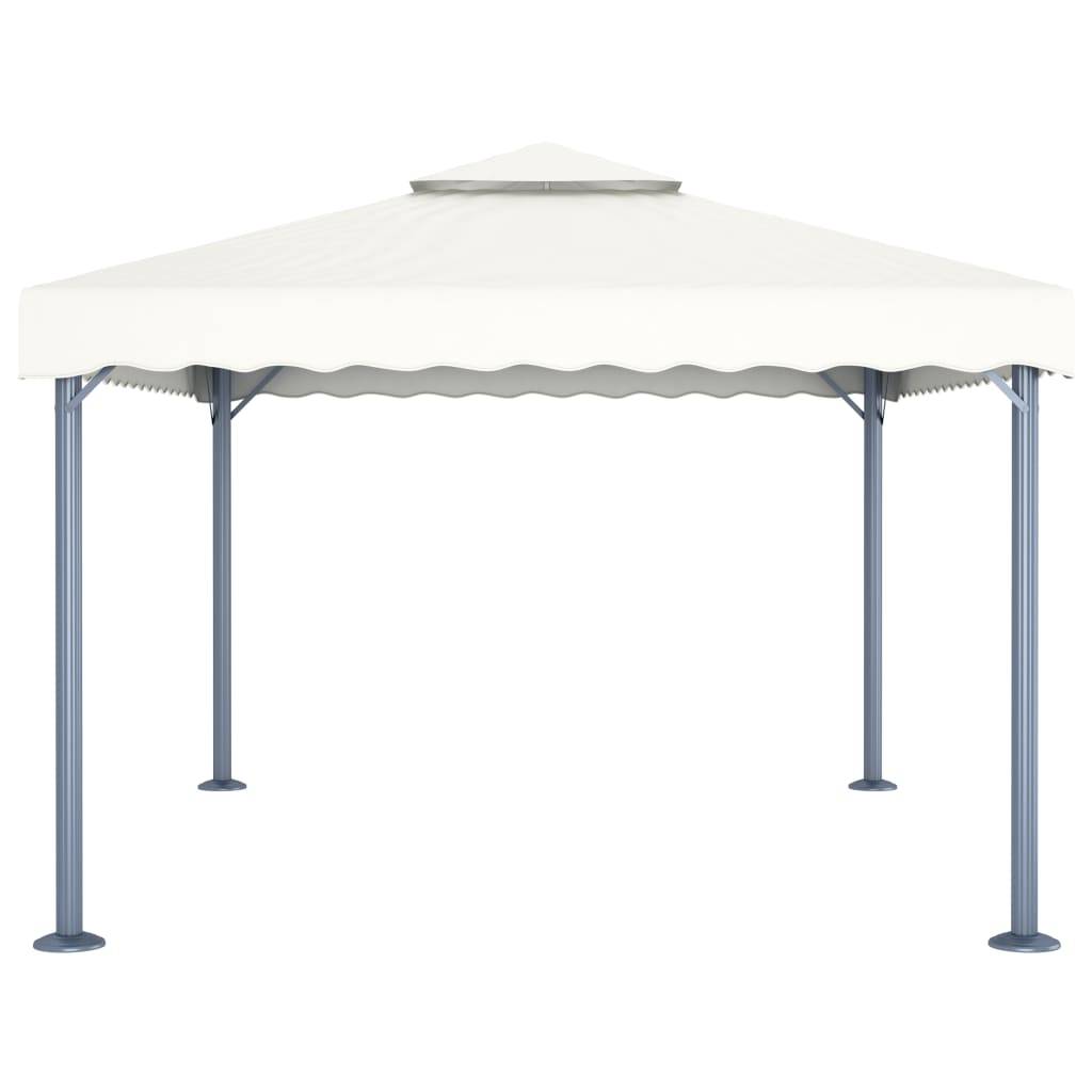 vidaXL Pavillon mit LED-Lichterkette 400x300 cm Cremeweiß Aluminium