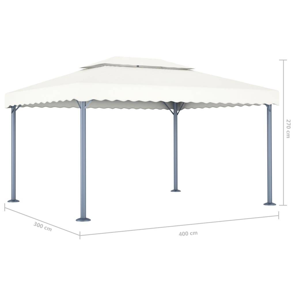 vidaXL Pavillon mit LED-Lichterkette 400x300 cm Cremeweiß Aluminium