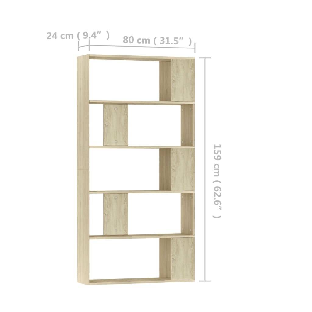 vidaXL Bücherregal/Raumteiler Sonoma-Eiche 80x24x159 cm Holzwerkstoff
