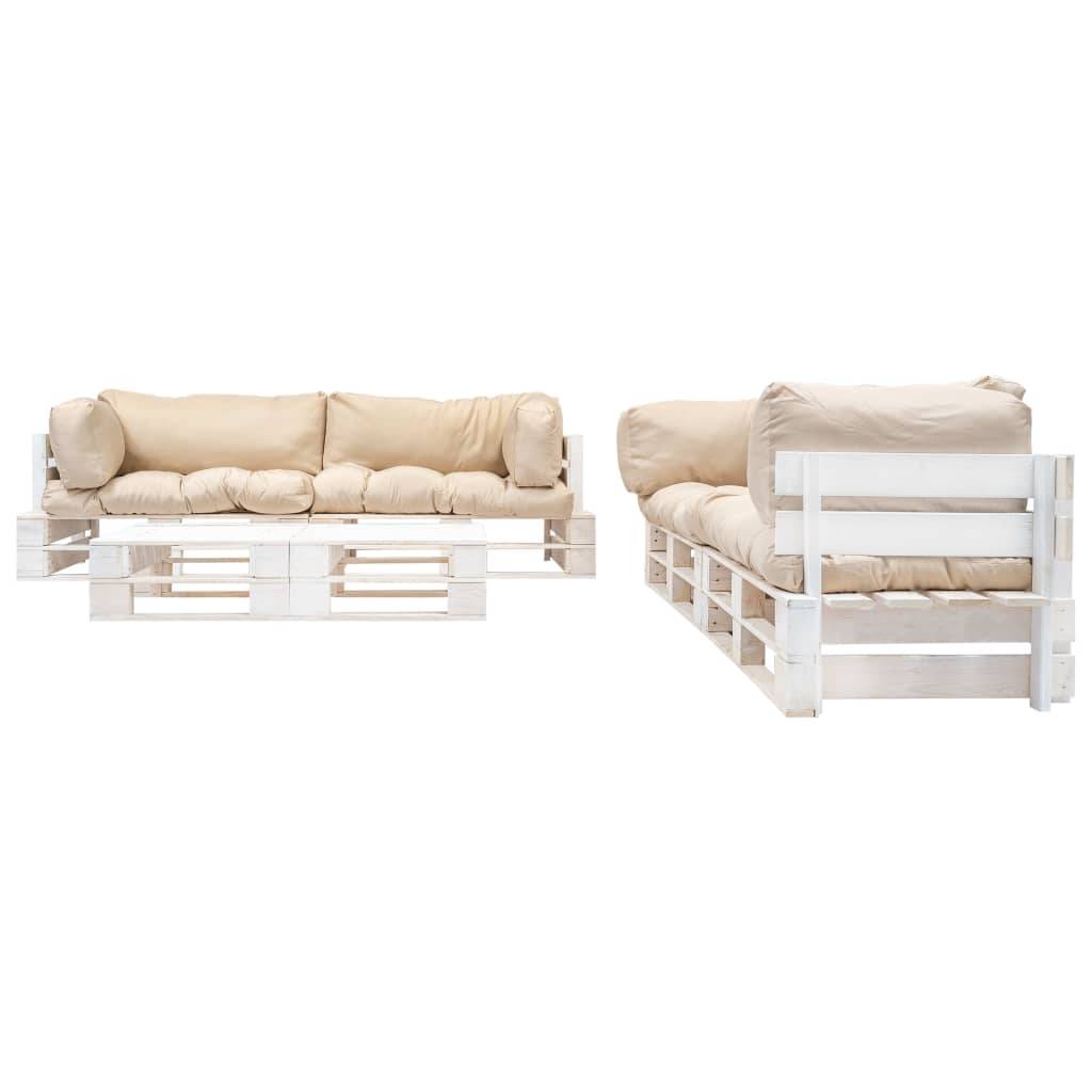 vidaXL 6-tlg. Paletten-Lounge-Set mit Kissen in Sandfarben Holz